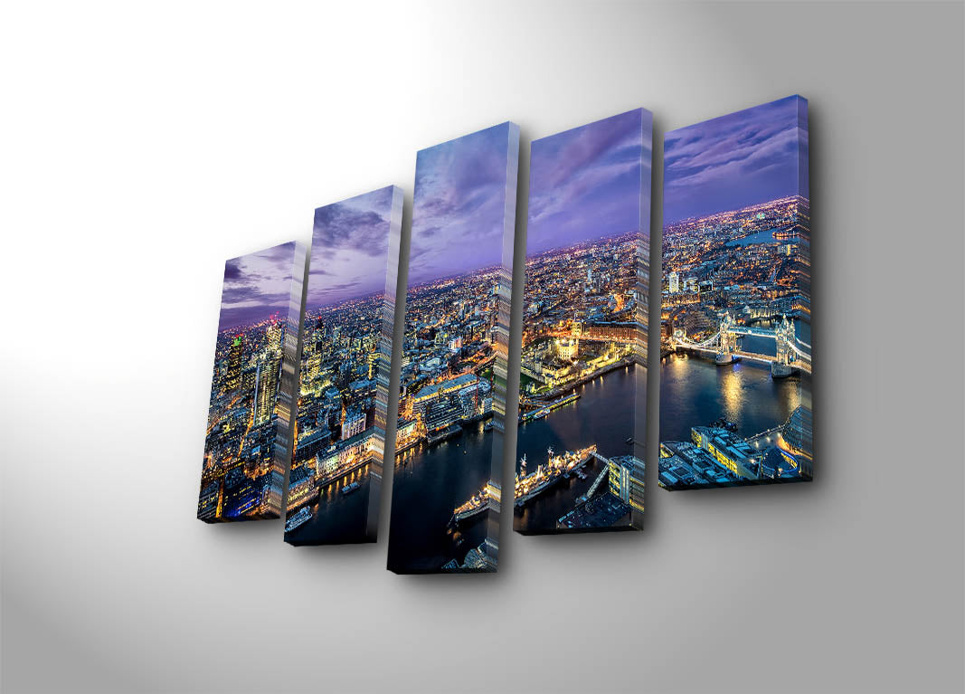 Quadro Decorativo em Tela Suede Multicolor (Conjunto de 5 Peças) com Moldura de Madeira – 70 x 105 cm