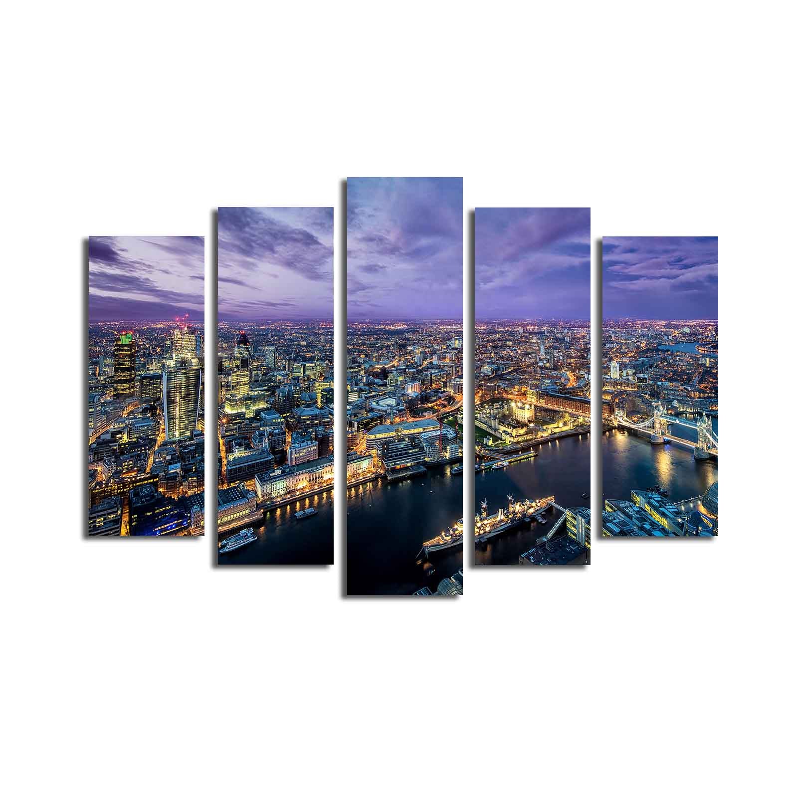 Quadro Decorativo em Tela Suede Multicolor (Conjunto de 5 Peças) com Moldura de Madeira – 70 x 105 cm