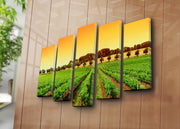 Quadro Decorativo 5 Peças Multicolor em Tela de Camurça 100% com Moldura de Madeira (70 x 105 cm)