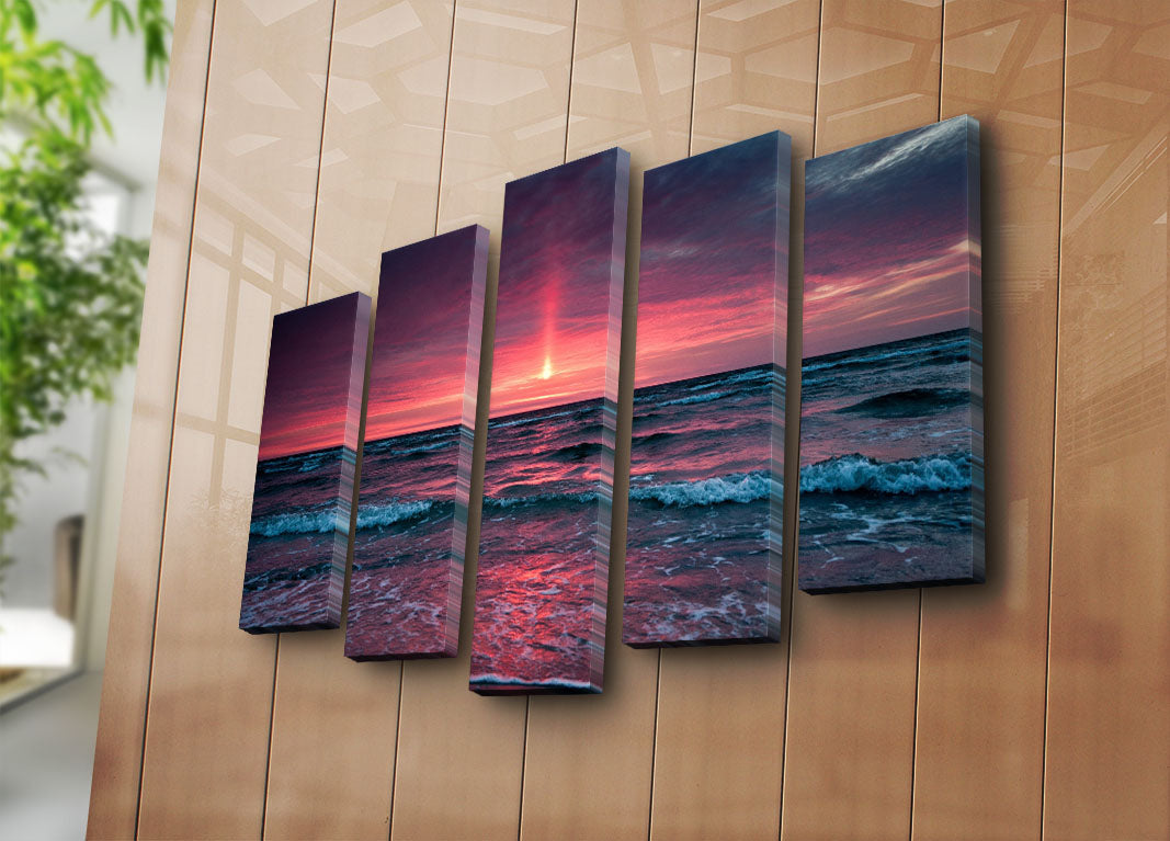 Quadro Decorativo em Tela (Conjunto de 5 Peças) Multicolor 70x105 cm | 100% Tela Suede com Moldura de Madeira 3 cm – 5PATK-128