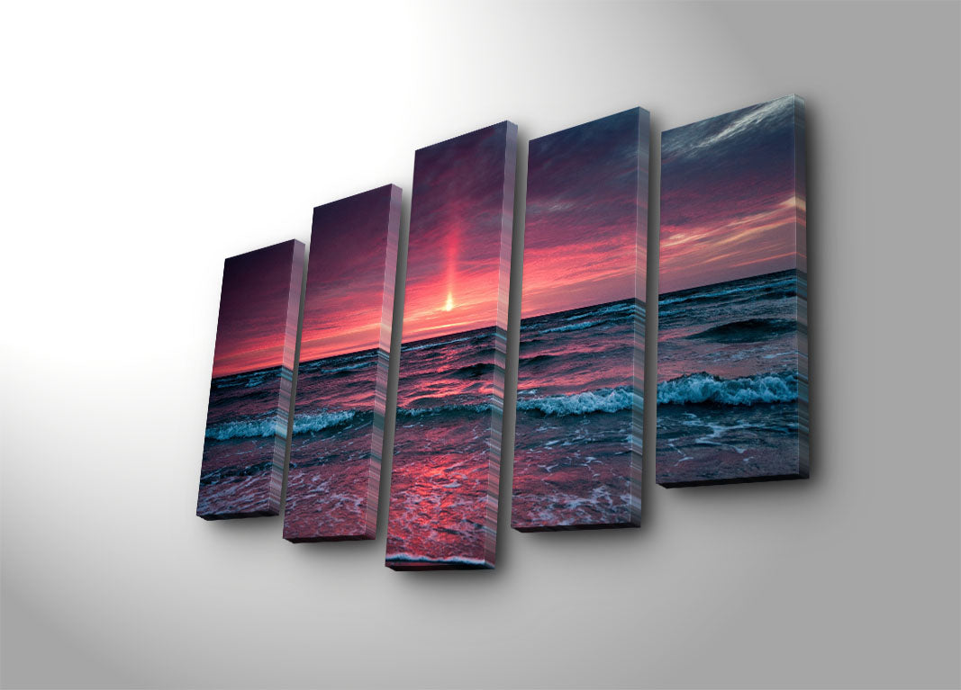 Quadro Decorativo em Tela (Conjunto de 5 Peças) Multicolor 70x105 cm | 100% Tela Suede com Moldura de Madeira 3 cm – 5PATK-128