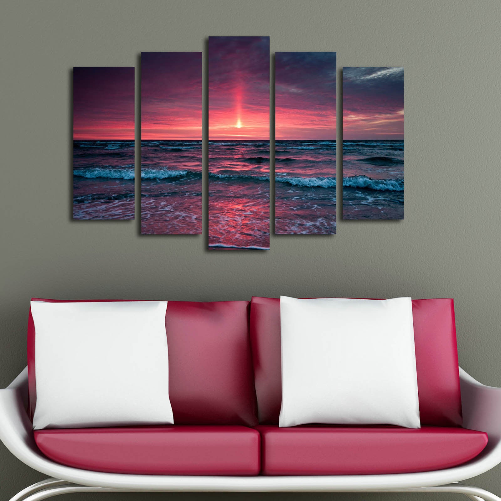 Quadro Decorativo em Tela (Conjunto de 5 Peças) Multicolor 70x105 cm | 100% Tela Suede com Moldura de Madeira 3 cm – 5PATK-128