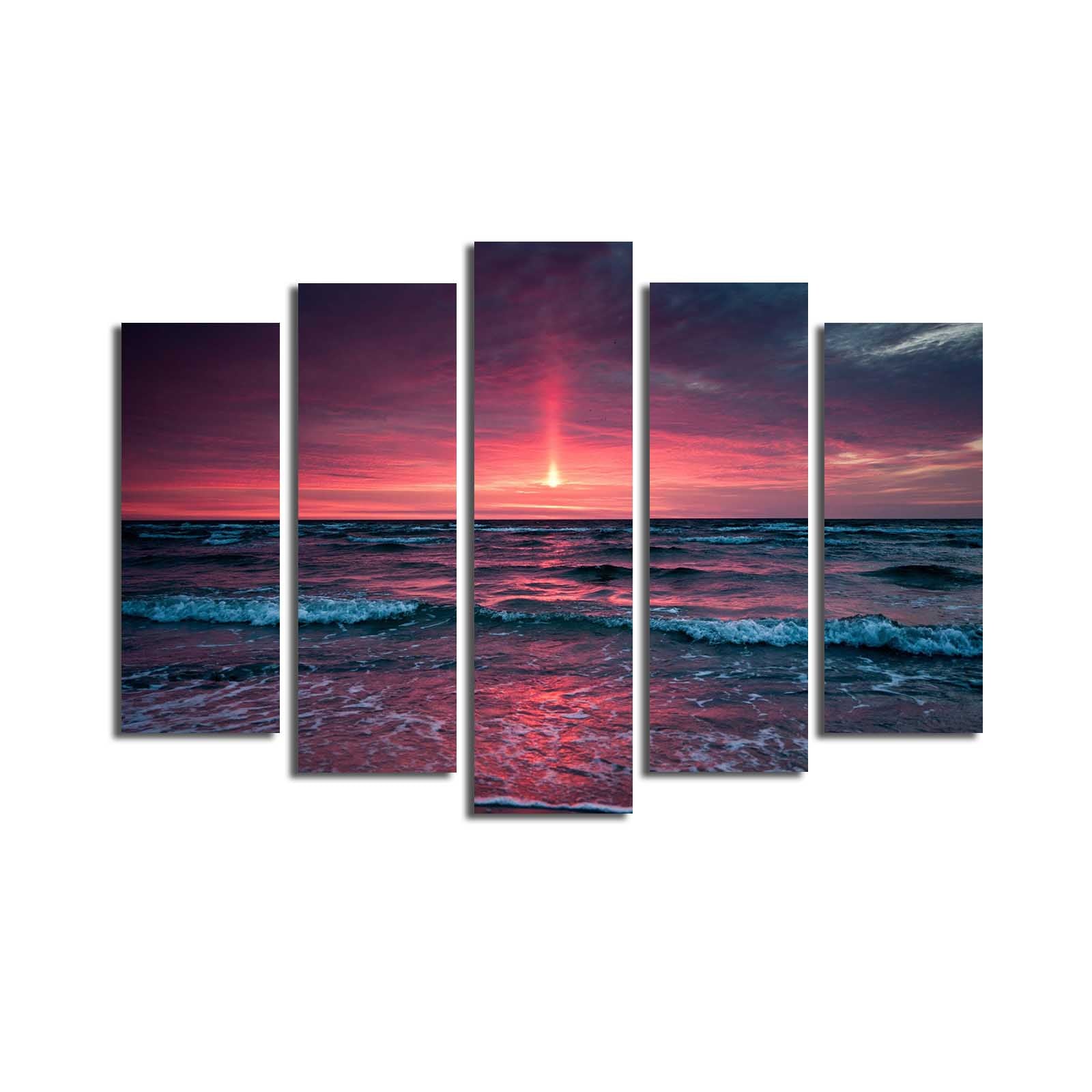 Quadro Decorativo em Tela (Conjunto de 5 Peças) Multicolor 70x105 cm | 100% Tela Suede com Moldura de Madeira 3 cm – 5PATK-128