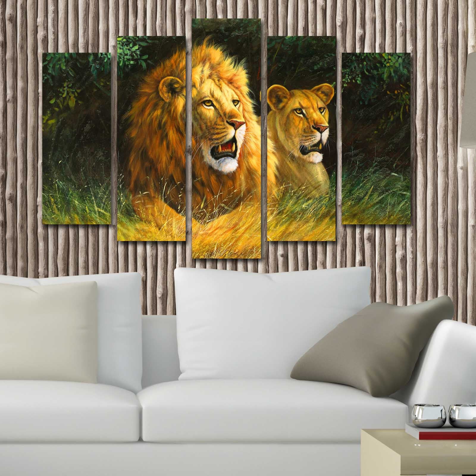 Quadro Decorativo em Tela (5 Peças) Multicolor | 5PATK-131 | Tamanho Total 70x105 cm | Tela 100% Suede e Moldura de Madeira 3 cm