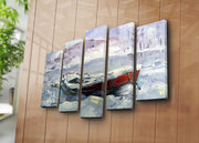 Conjunto de Quadros Decorativos 5 Peças em Canvas Suede, Multicolor, 70x105 cm, Moldura de Madeira