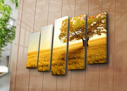 Quadro Decorativo em Tela 5 Peças Multicolor 70x105 cm | 100% Suede | Moldura de Madeira 3 cm | 5PATK-134