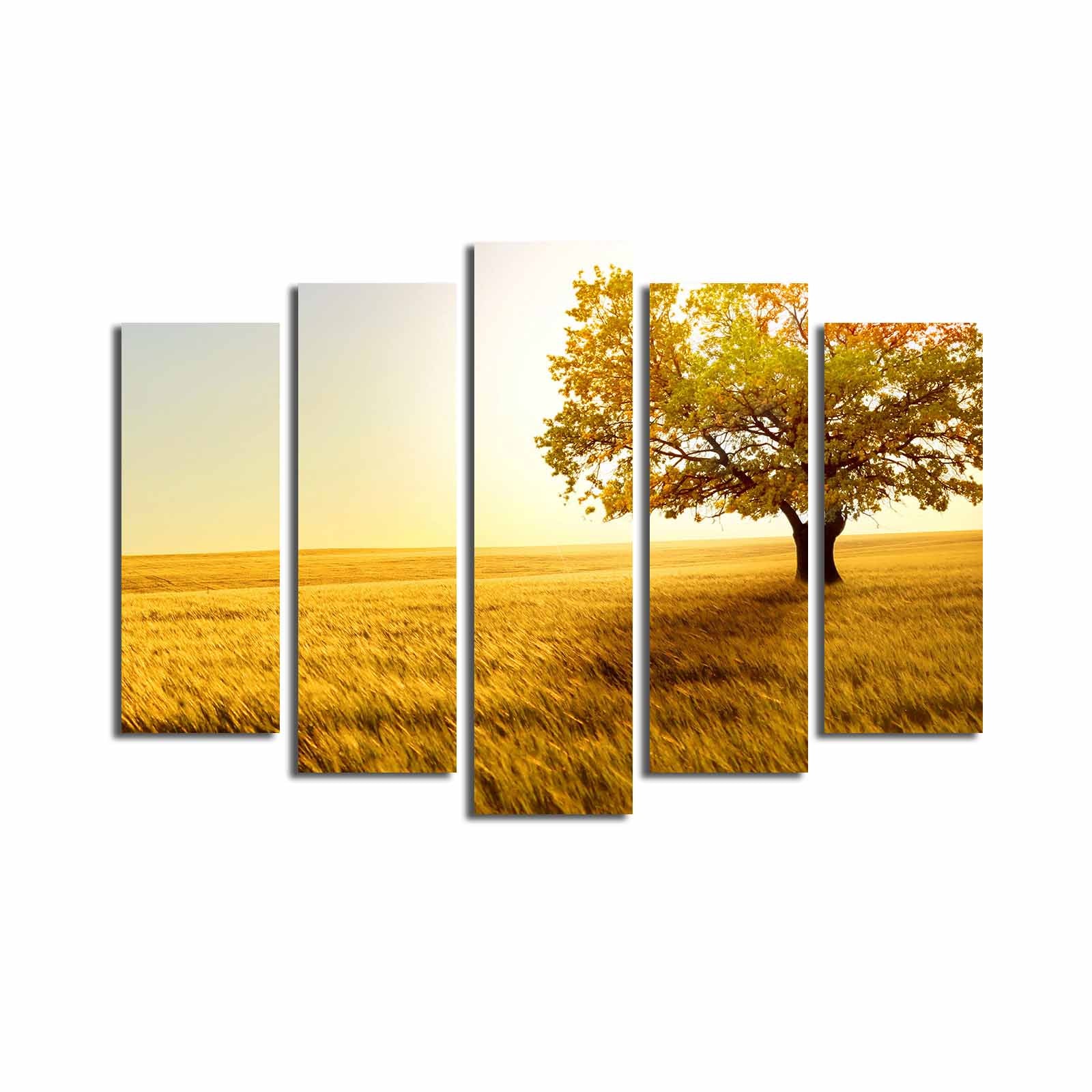 Quadro Decorativo em Tela 5 Peças Multicolor 70x105 cm | 100% Suede | Moldura de Madeira 3 cm | 5PATK-134