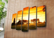 Conjunto de Quadros em Tela (5 Peças) Multicolor – 70 x 105 cm, Tela Tipo Camurça 100%, Moldura de Madeira 3 cm – 5PATK-135