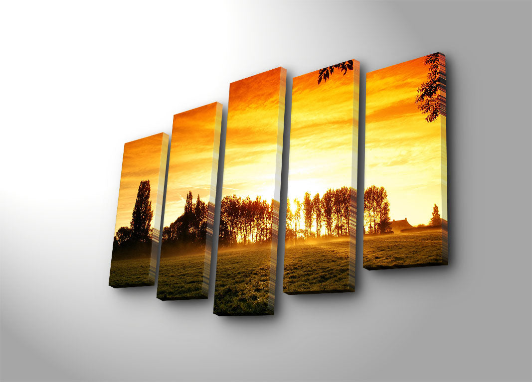 Conjunto de Quadros em Tela (5 Peças) Multicolor – 70 x 105 cm, Tela Tipo Camurça 100%, Moldura de Madeira 3 cm – 5PATK-135