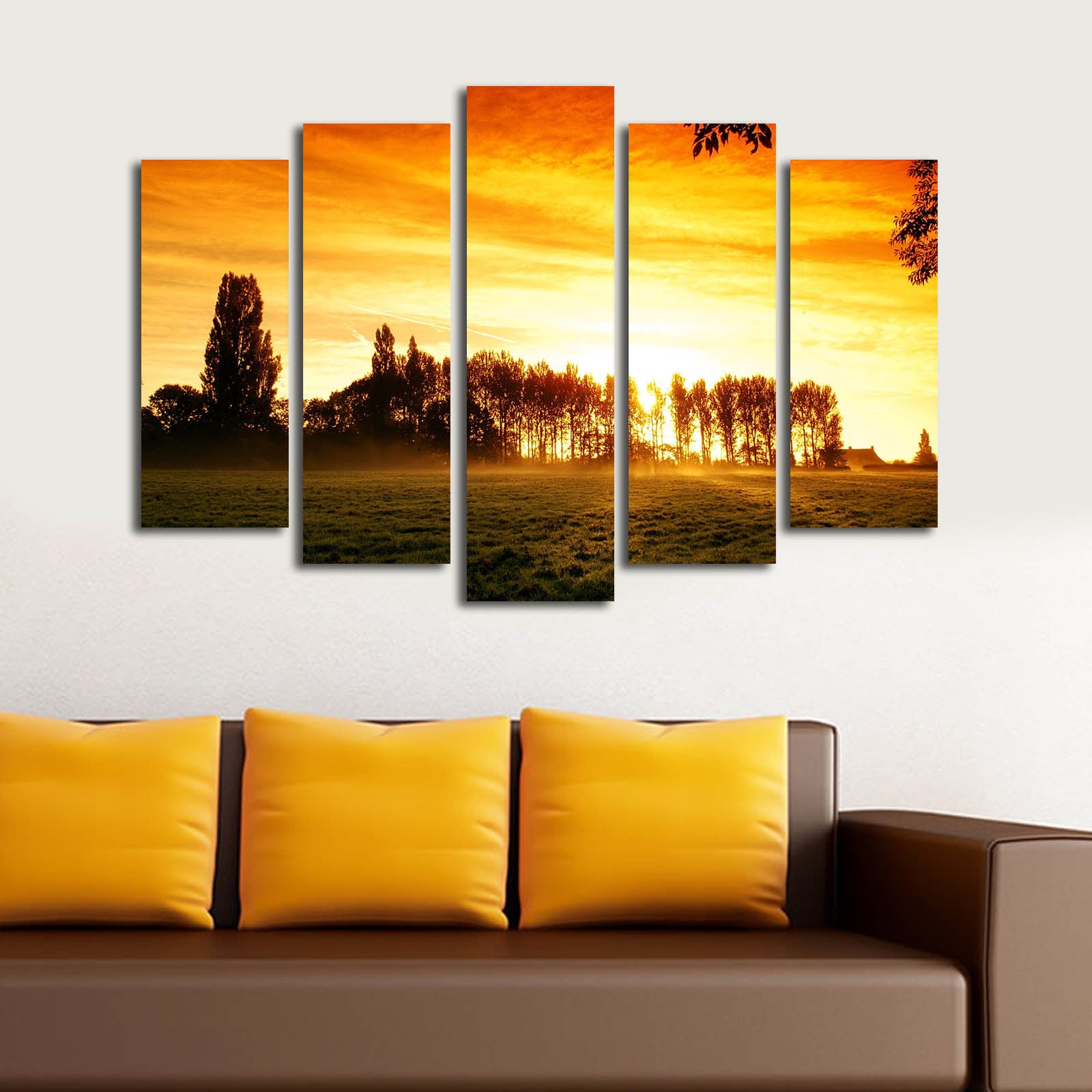 Conjunto de Quadros em Tela (5 Peças) Multicolor – 70 x 105 cm, Tela Tipo Camurça 100%, Moldura de Madeira 3 cm – 5PATK-135