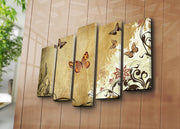 Quadro Decorativo em Tela (5 Peças) Multicolorido 70x105 cm — Canvas Camurça 100% com Moldura de Madeira 3 cm — 5PATK-136