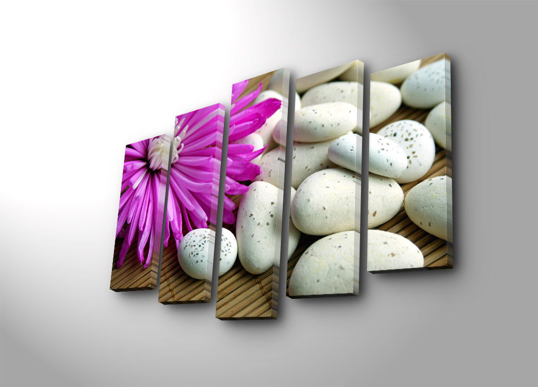 Quadro Decorativo em Tela (5 Peças) Multicor – Tela tipo Camurça 100%, Moldura de Madeira 3 cm, 70 x 105 cm