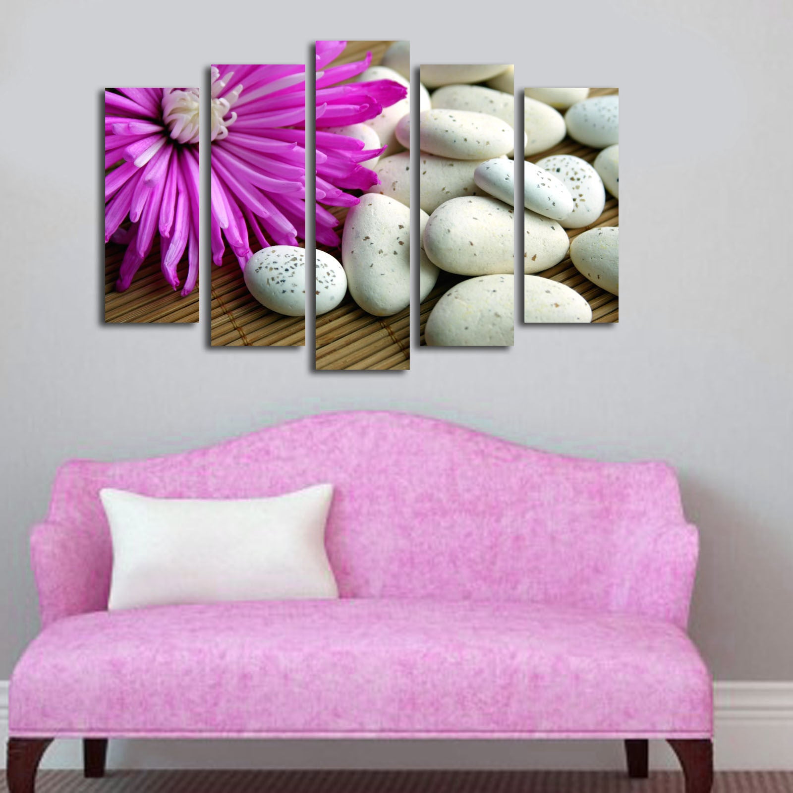 Quadro Decorativo em Tela (5 Peças) Multicor – Tela tipo Camurça 100%, Moldura de Madeira 3 cm, 70 x 105 cm