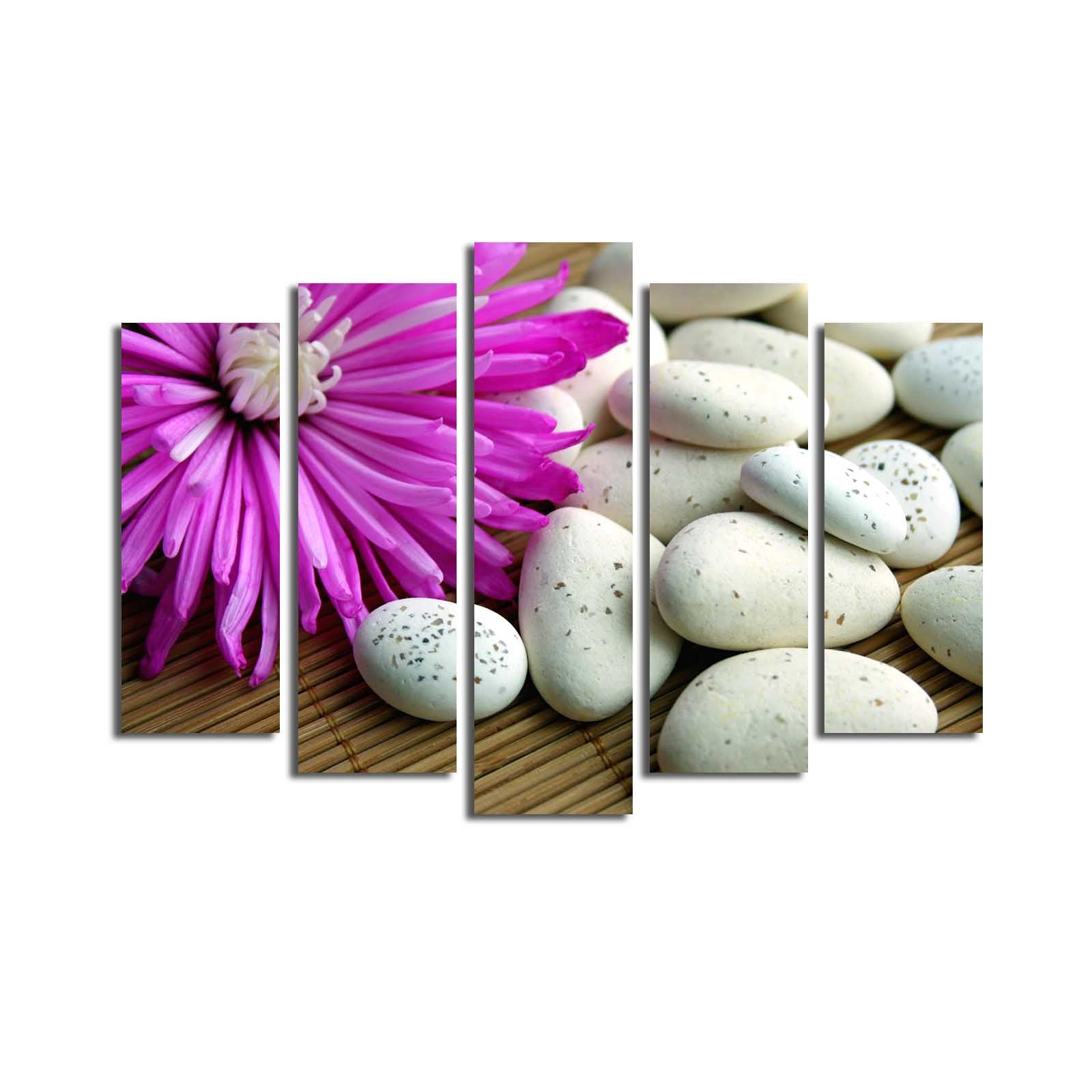 Quadro Decorativo em Tela (5 Peças) Multicor – Tela tipo Camurça 100%, Moldura de Madeira 3 cm, 70 x 105 cm