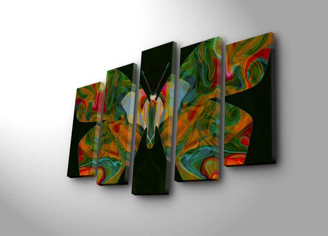 Quadro Decorativo em Tela Suede Multicolor (5 Peças) 70x105 cm com Moldura de Madeira – 5PATK-139