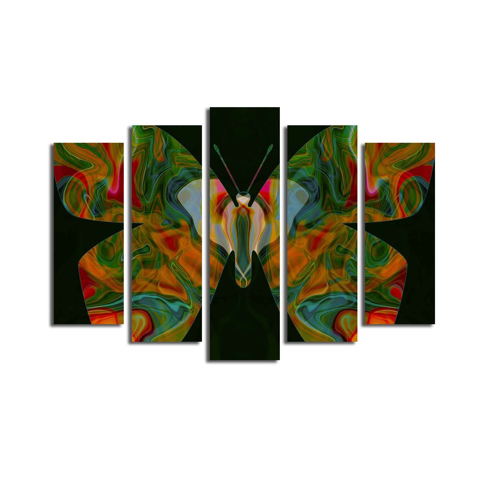 Quadro Decorativo em Tela Suede Multicolor (5 Peças) 70x105 cm com Moldura de Madeira – 5PATK-139