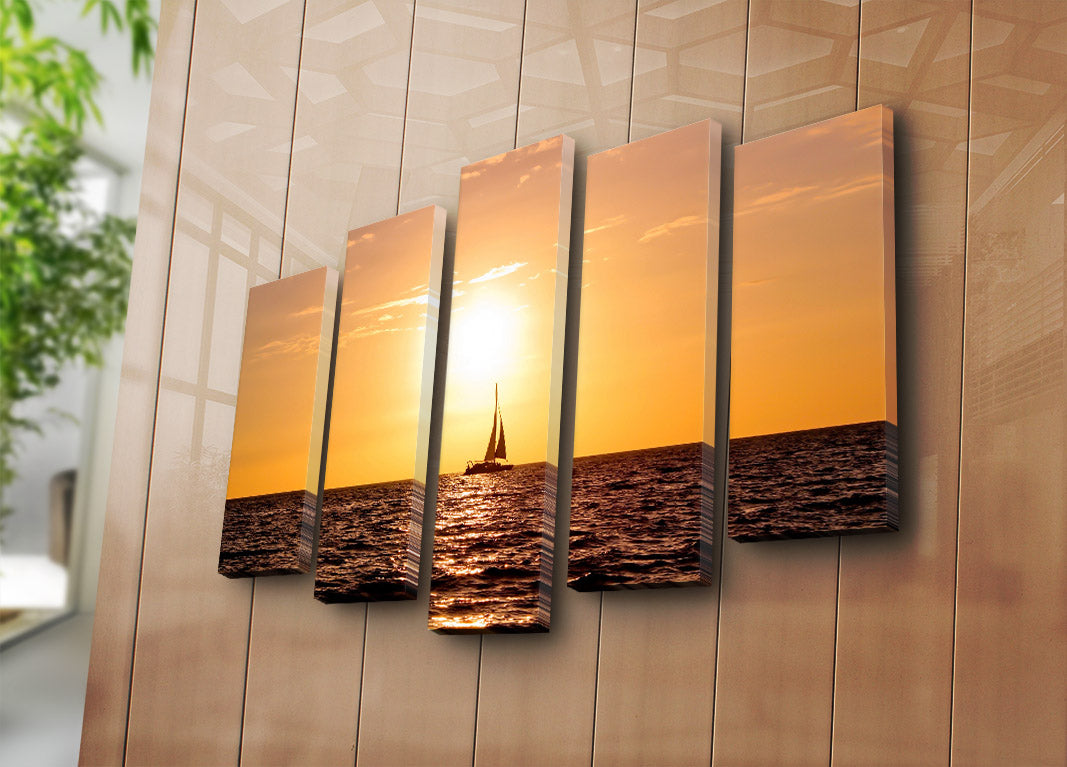 Quadro Decorativo em Tela Multicolor 5 Peças 70x105 cm — Tela Camurça 100% e Moldura de Madeira 3 cm