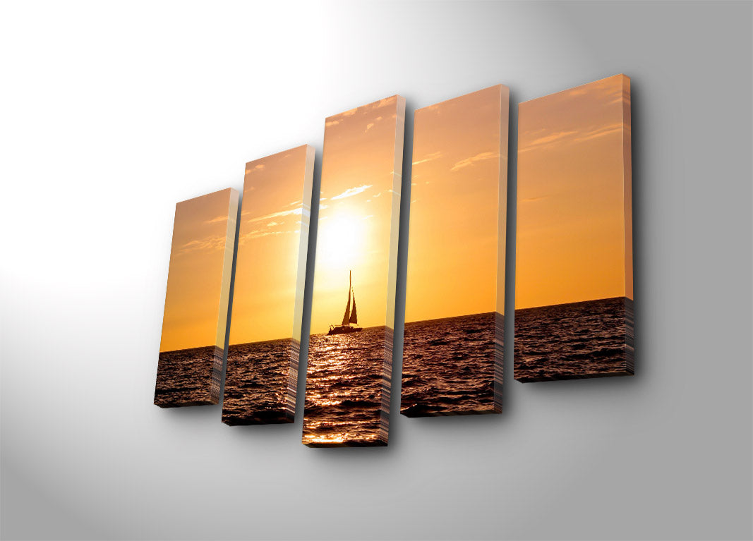 Quadro Decorativo em Tela Multicolor 5 Peças 70x105 cm — Tela Camurça 100% e Moldura de Madeira 3 cm