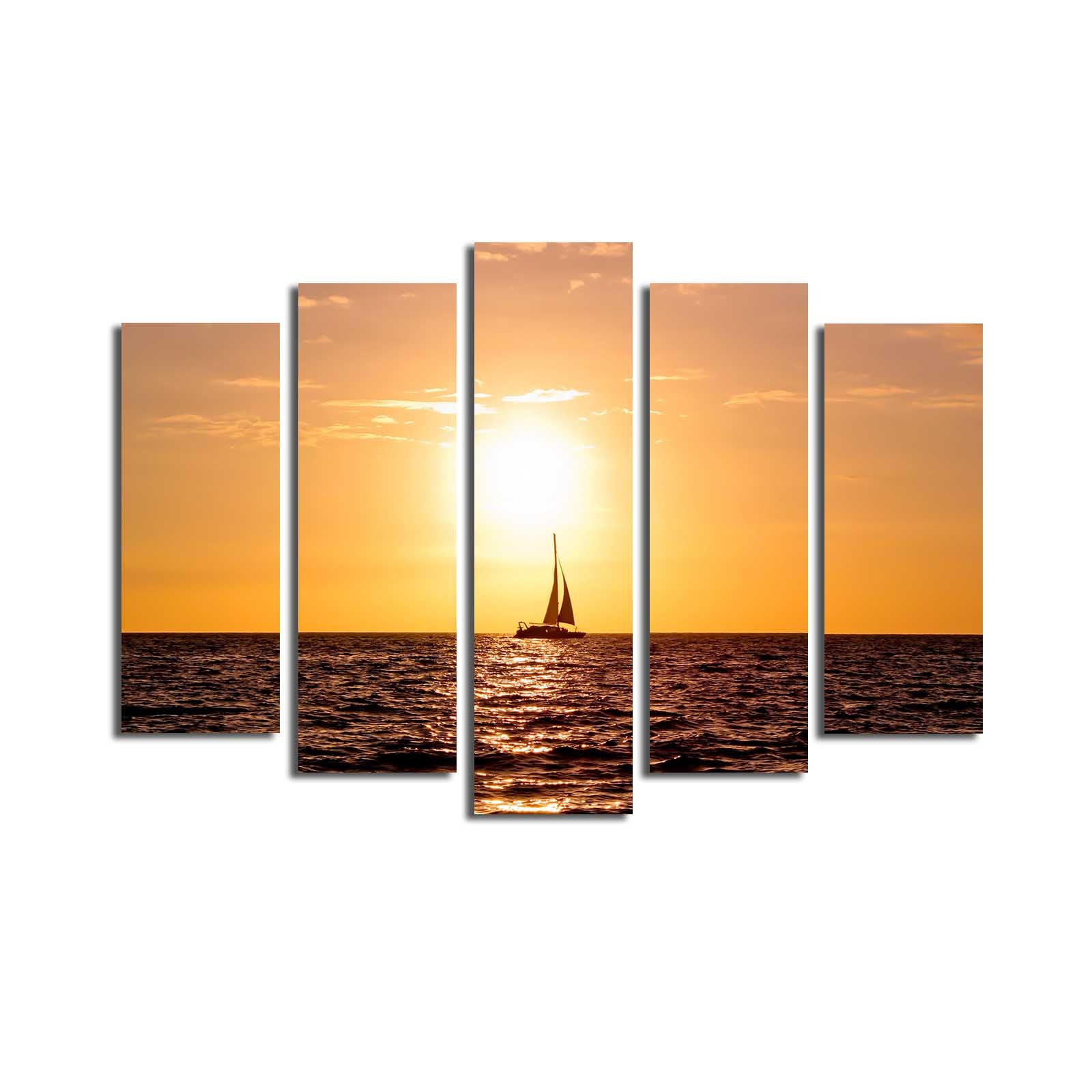 Quadro Decorativo em Tela Multicolor 5 Peças 70x105 cm — Tela Camurça 100% e Moldura de Madeira 3 cm