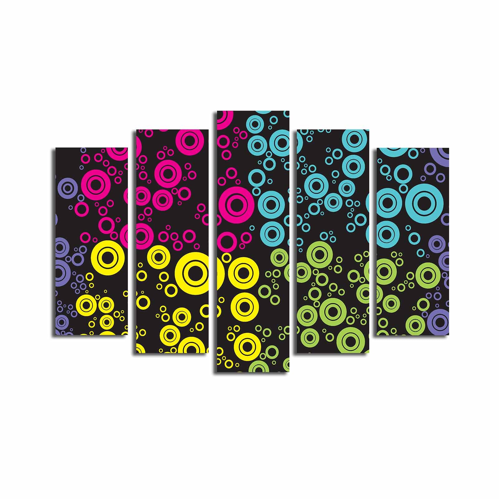 Quadro Decorativo em Tela (5 Peças) Multicolor 70x105 cm | Tela Suede 100% + Moldura de Madeira 3 cm | Ref. 5PATK-143