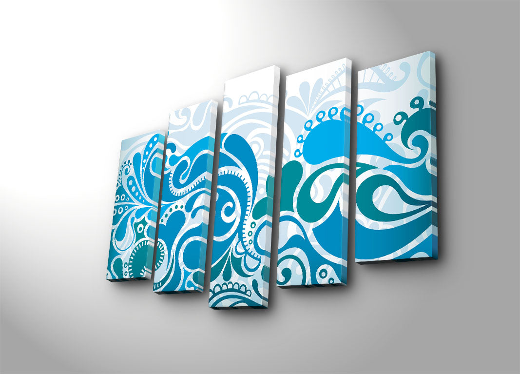 Quadro Decorativo em Tela Suede 100% (Conjunto de 5 Peças) Multicolor, 70x105 cm, Moldura de Madeira 3 cm