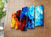 Quadro Decorativo em Tela (5 Peças) Multicolor – 100% Camurça, Moldura de Madeira 3 cm, Tamanho Total 70 x 105 cm | 5PATK-146