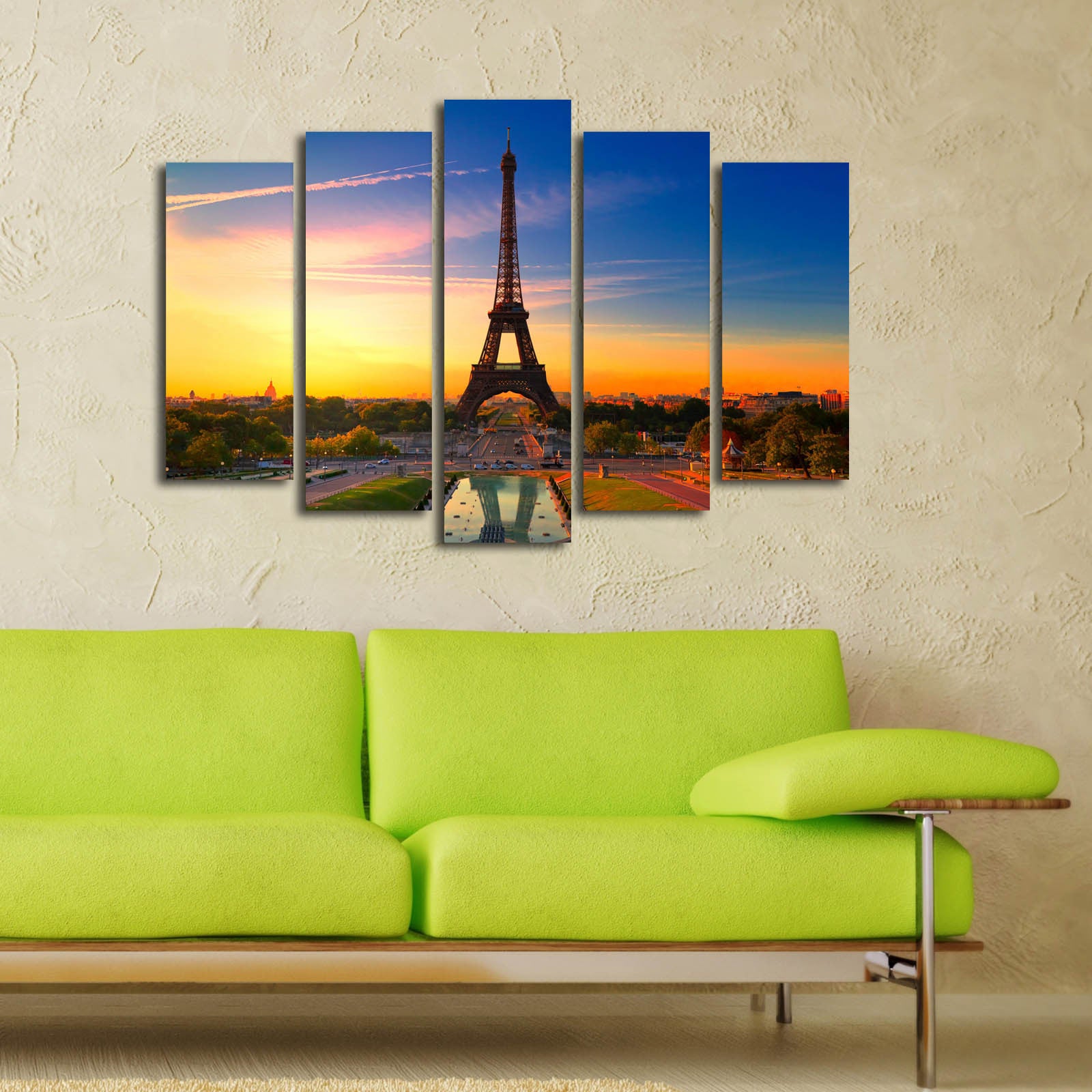 Quadro Decorativo em Tela Suede 100% – Conjunto 5 Peças Multicolor 70x105 cm | Moldura de Madeira 3 cm | 5PATK-147