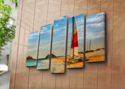 Quadro Decorativo em Tela Suede Multicolor (Conjunto de 5 Peças) com Moldura de Madeira, 70 x 105 cm