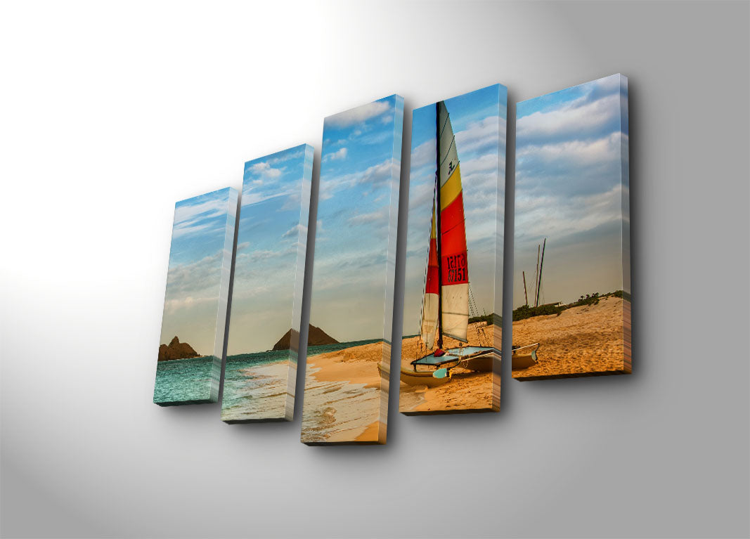 Quadro Decorativo em Tela Suede Multicolor (Conjunto de 5 Peças) com Moldura de Madeira, 70 x 105 cm