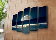 Quadro Decorativo em Tela Suede 100% (5 Peças) Multicolor com Moldura de Madeira – 70 x 105 cm