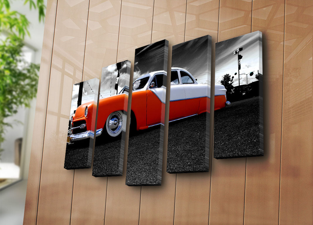 Quadro Decorativo em Tela (5 Peças) Multicolorido – Suede 100%, Moldura de Madeira 3 cm, 70 x 105 cm