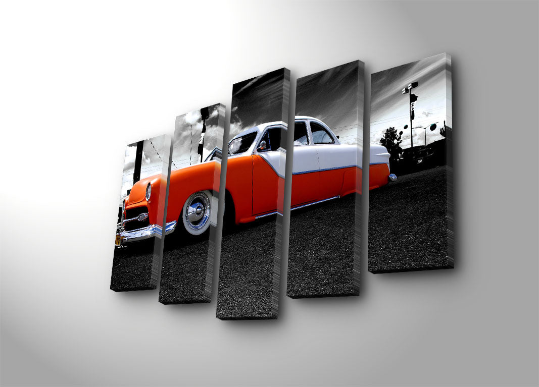 Quadro Decorativo em Tela (5 Peças) Multicolorido – Suede 100%, Moldura de Madeira 3 cm, 70 x 105 cm