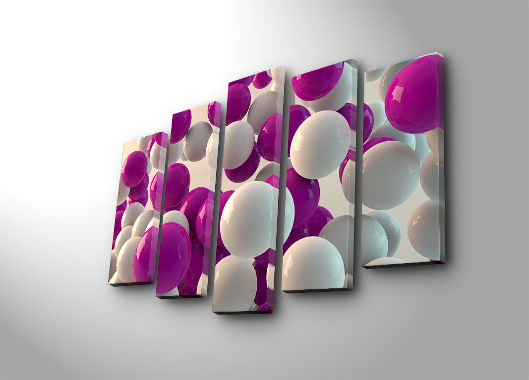 Quadro Decorativo em Tela Suede Multicolor – Conjunto de 5 Peças com Moldura de Madeira (Total 70 x 105 cm)