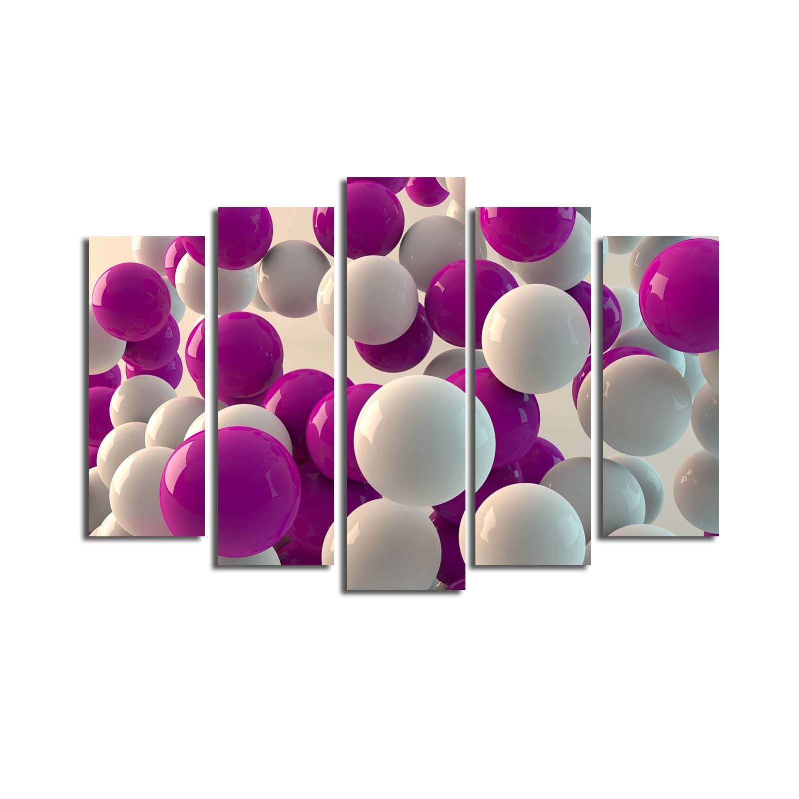 Quadro Decorativo em Tela Suede Multicolor – Conjunto de 5 Peças com Moldura de Madeira (Total 70 x 105 cm)