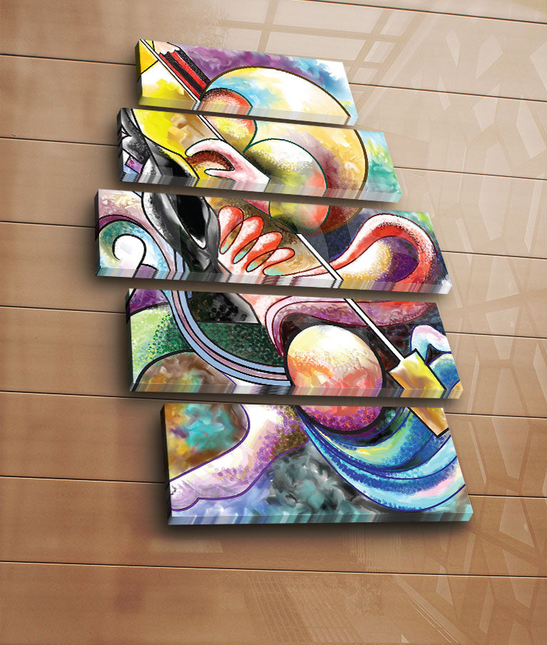 Quadro Decorativo Multicor em Tela Suede (Conjunto de 5 Peças) — Moldura 100% Madeira, 70 x 105 cm