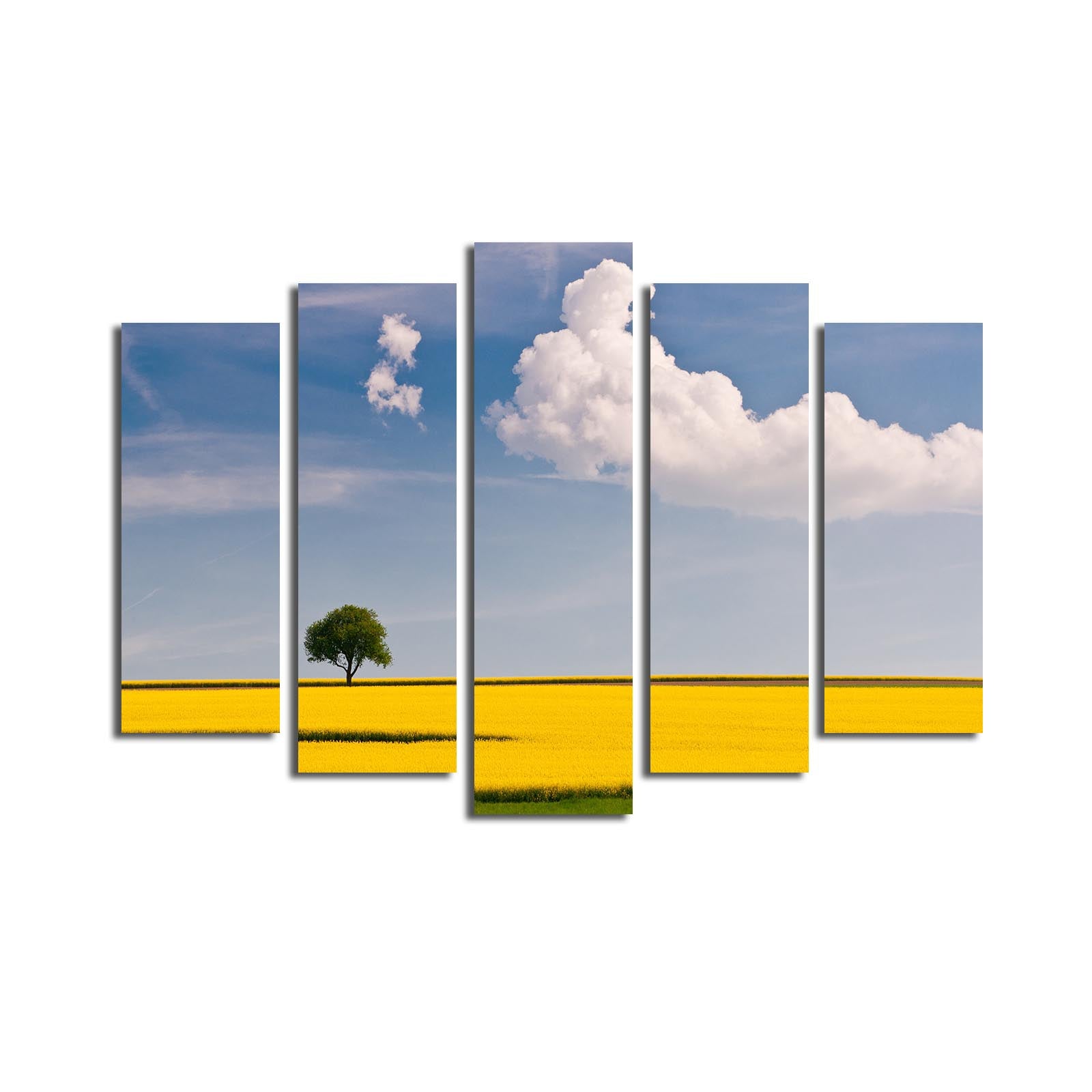 Quadro Decorativo em Tela Suede 5 Peças, Multicolor, Moldura de Madeira, 70x105 cm – 5PATK-160