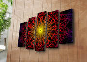 Quadro Decorativo em Tela Multicolor (Conjunto de 5) — 100% Camurça, Moldura em Madeira 3 cm, 70x105 cm