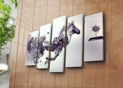 5PATK-162 Quadro Decorativo Multicolor em Tela Suede 100% (5 Peças) 70x105 cm com Moldura de Madeira 3 cm