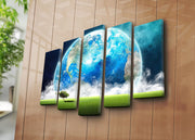 Quadro Decorativo em Tela (5 Peças) Multicolor — Camurça 100%, Moldura de Madeira — Tamanho Total 70 x 105 cm