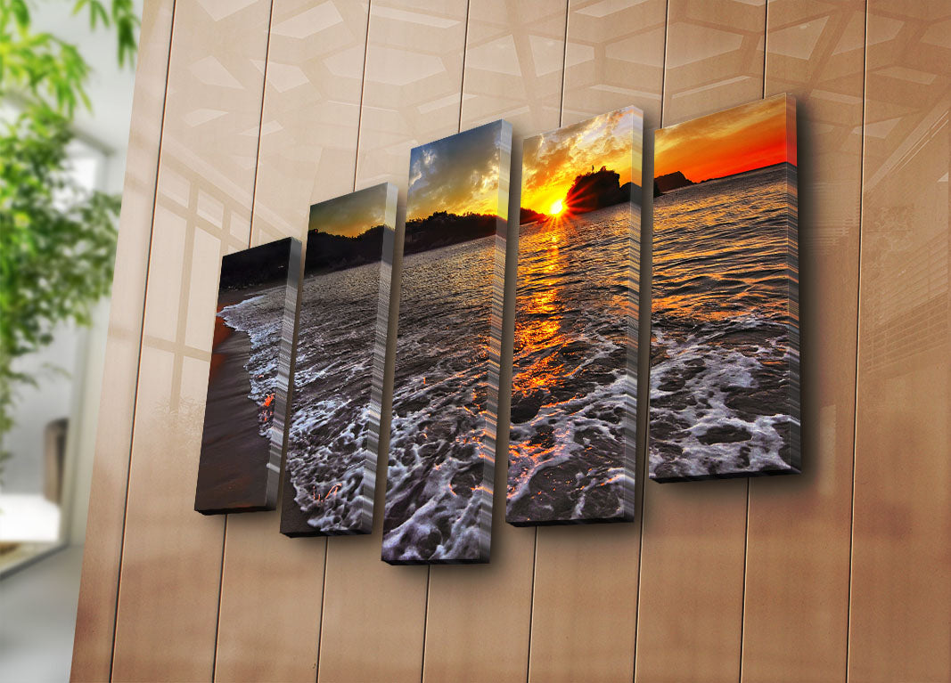 Quadro Decorativo em Tela (5 Peças) Multicolor 70x105 cm | 100% Tela Suede com Moldura de Madeira 3 cm – 5PATK-164