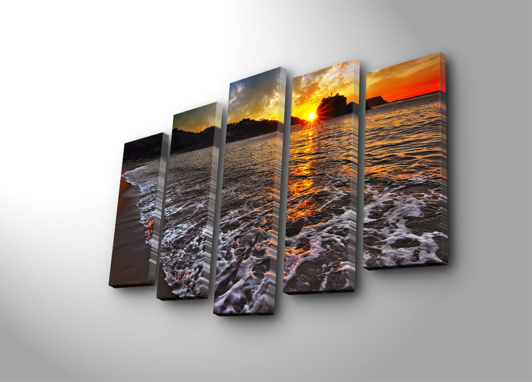 Quadro Decorativo em Tela (5 Peças) Multicolor 70x105 cm | 100% Tela Suede com Moldura de Madeira 3 cm – 5PATK-164