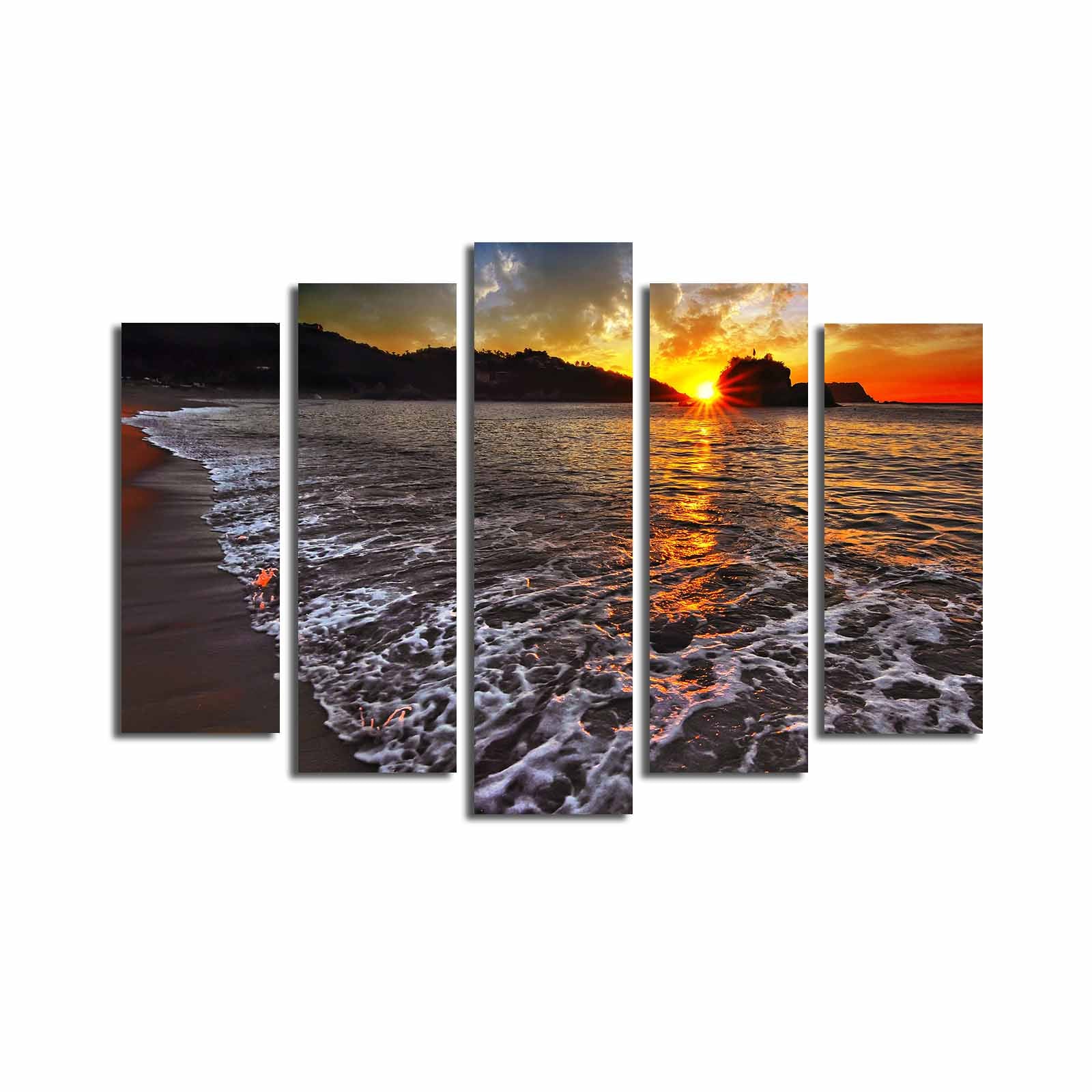 Quadro Decorativo em Tela (5 Peças) Multicolor 70x105 cm | 100% Tela Suede com Moldura de Madeira 3 cm – 5PATK-164