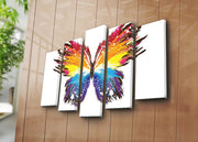 Quadro Decorativo em Tela 5 Peças Multicolor – Suede 100% e Moldura de Madeira, 70 x 105 cm