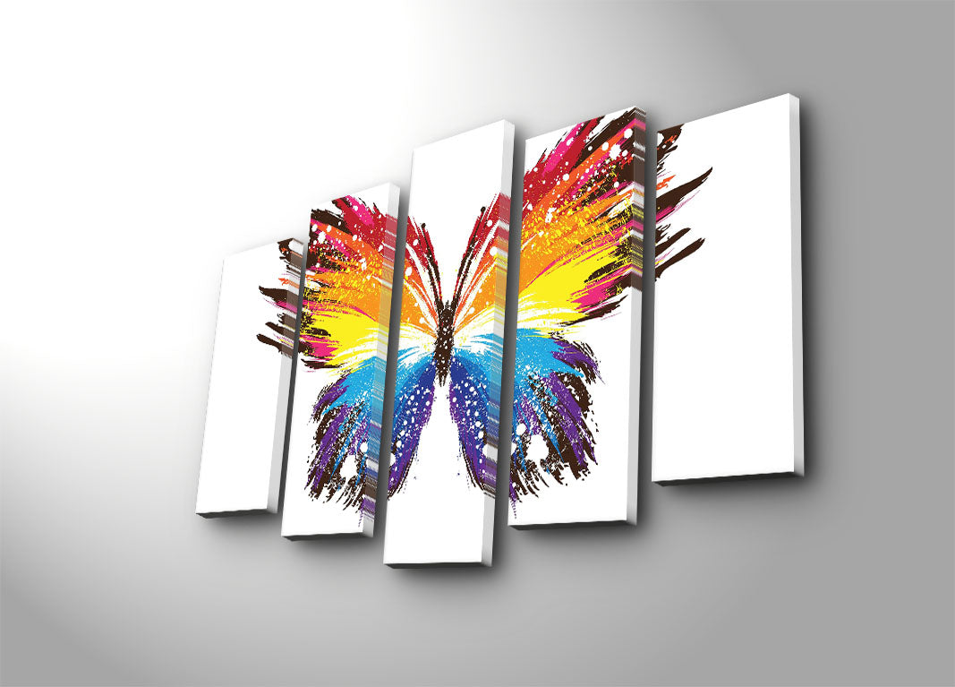 Quadro Decorativo em Tela 5 Peças Multicolor – Suede 100% e Moldura de Madeira, 70 x 105 cm