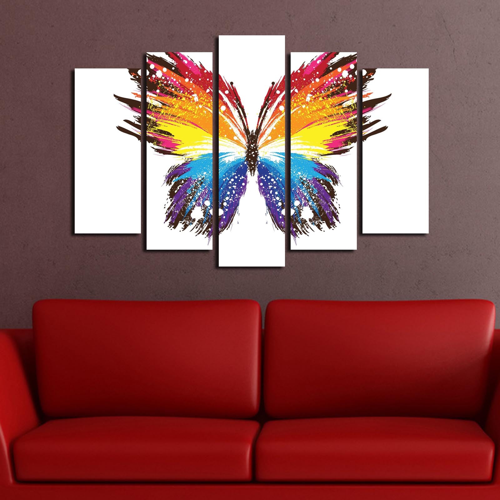 Quadro Decorativo em Tela 5 Peças Multicolor – Suede 100% e Moldura de Madeira, 70 x 105 cm