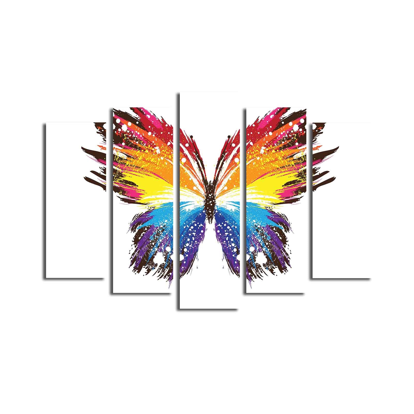 Quadro Decorativo em Tela 5 Peças Multicolor – Suede 100% e Moldura de Madeira, 70 x 105 cm