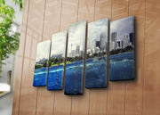 Quadro Decorativo em Tela Suede Multicolor (5 Peças) 70x105 cm com Moldura de Madeira – 5PATK-166