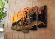 Quadro Decorativo em Tela Suede Multicolor (5 Peças) – 70 x 105 cm – Moldura 100% Madeira – 5PATK-167