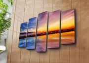 Quadro Decorativo 5 Peças em Tela Suede Multicolor – 70x105 cm, Moldura de Madeira (5PATK-171)