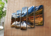 Quadro Decorativo em Tela 5 Peças Multicolor – Suede 100%, Moldura em Madeira 3 cm, 70 x 105 cm (5PATK-172)